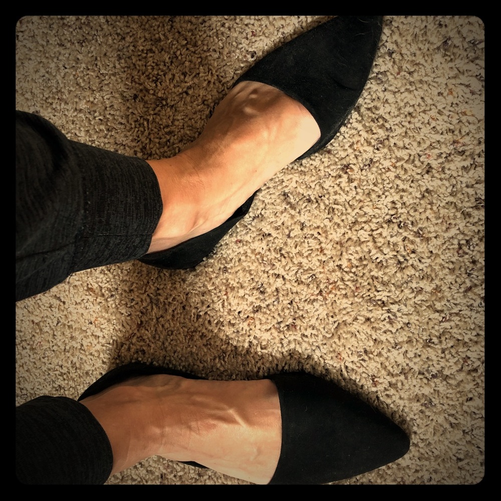 Classic black faux suede flats